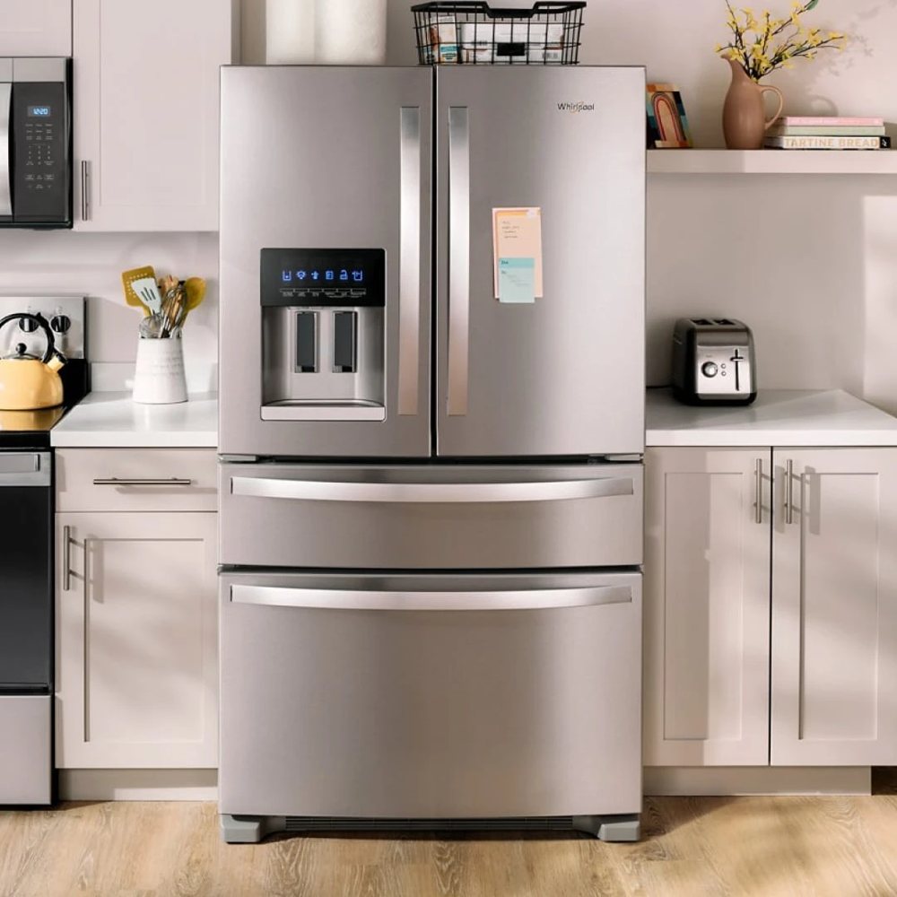Nevera Whirlpool French Door en acero inoxidable con dispensador de agua y hielo